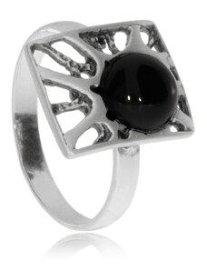 SilverRepublic Stříbrný prsten s onyxem v matovaném obdélníku - Velikost 53