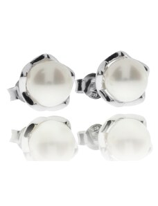 SilverRepublic Stříbrné bodové náušnice s perlou (říční perla)