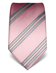 Růžová kravata Vincenzo Boretti 21961 s šedými pruhy