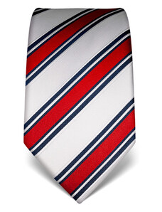 Bílá kravata Vincenzo Boretti 22008 - červený pruh