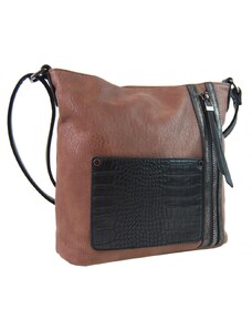 ELOAS Dámská crossbody kabelka s čelní kroko kapsičkou starorůžová