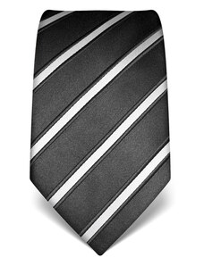 Antracitová kravata Vincenzo Boretti 22005- stříbrný proužek