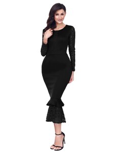 Černé krajkové středně dlouhé šaty