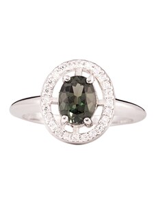 A-diamond.eu jewels Prstýnek stříbrný zelený ovál 308