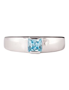 A-diamond.eu jewels Prstýnek stříbrný s nebesky modrým čtverečkem 287