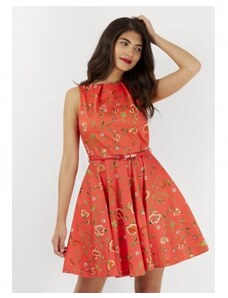Dámské červené šaty Closet s květinovým motivem, Velikost 36, Barva Barevná Closet D3439