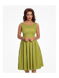 Dámské retro šaty Felicia Olive Green, Velikost 36, Barva Zelená Lindy Bop 50560