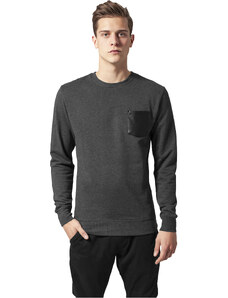 UC Men Kontrastní kapsa Crewneck uhlí/kůže