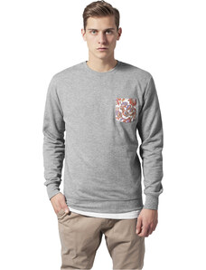 UC Men Kontrastní kapsa Crewneck šedá/květinová