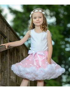 ADELO Tutu sukně dětská tylová extra - světle růžová - bílá stuha