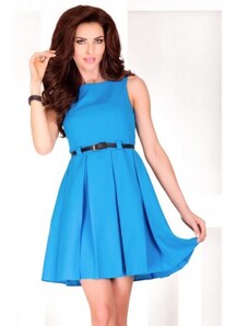 Dámské elegantní společenské šaty bez rukávu s páskem modré, Velikost XL, Barva Modrá NUMOCO 6-7