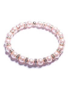 Lavaliere Dámský perlový náramek - růžové shell perly, stopery růžové zlato M - 17 cm