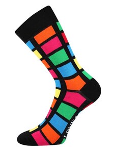 Lonka Černé pánské ponožky s barevnými obdelníky