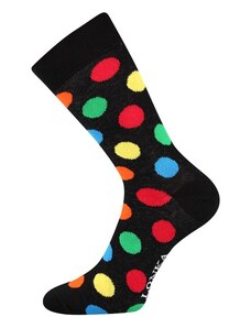 Lonka Černé pánské ponožky s barevnými puntíky