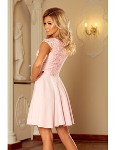 numoco Dámské šaty v pastelově růžové barvě s krajkou model 5917664