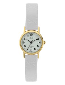JVD Dámské společenské náramkové hodinky JVD steel J4010.6 na koženém bílém pásku