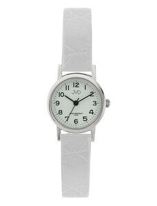Dámské společenské náramkové hodinky JVD steel J4010.7 na koženém bílém pásku