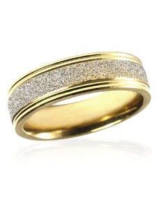 Pánský prsten z pískované chirurgické oceli GOLD/SILVER