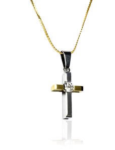 BM Jewellery Náhrdelník křížek gold z chirurgické oceli S165070
