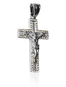 BM Jewellery Přívěsek křížek s krystaly z chirurgické oceli S197080