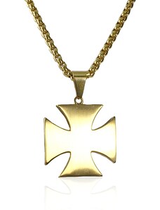 BM Jewellery Náhrdelník keltský kříž z chirurgické oceli gold S216150