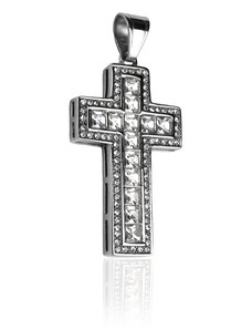 BM Jewellery Přívěsek kříž s krystaly z chirurgické oceli S247080