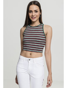 UC Ladies Dámské tričko Rib Stripe Cropped Top bílá/zelená/pálená