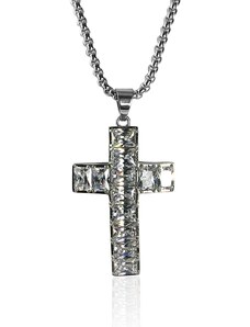 BM Jewellery Náhrdelník krystalový křížek z chirurgické oceli S288250