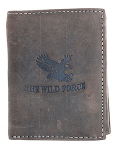 Šedohnědá pánská kožená peněženka Born to be Wild s orlem na výšku