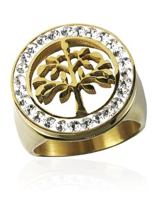 Dámský prsten strom života gold z chirurgické oceli S289130