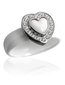 Dámský keramický prsten srdce se zirkony S301160