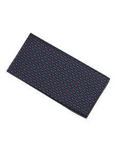 Quentino Modro šedý pánský kapesníček do saka s červenými puntíky
