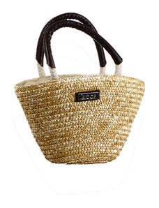 Kbas dětská kabelka ze slámy s koženýma ručkama pro holčičky přírodní 215330NA