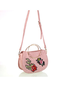 Dámská koženková taška přes rameno s květinovými nášivkami Kbas růžová 346809RS