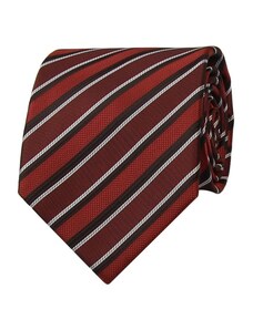 Quentino Vínově červená pánská kravata s červeno černo bílými pruhy