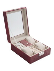 JK BOX SP-1810/A7, Dámská kazeta na hodinky a šperky červená