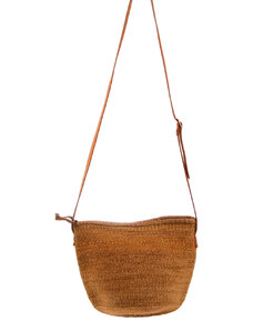 Dámská kabelka přes rameno z palmové slámy Kbas Keňa s koženým popruhem 087211-1