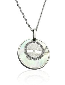 BM Jewellery Dámský náhrdelník strom života perla z chirurgické oceli S417160