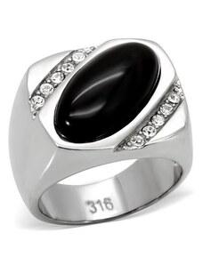 US Ocelový pánský prsten s Cubic Zirconia a Achátem Ocel 316 - Daren