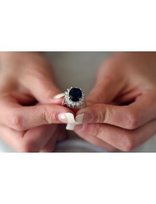 US Rhodiovaný dámský prsten s Cubic Zirconia z mosazi - styl Kate Middleton / Lady Diana