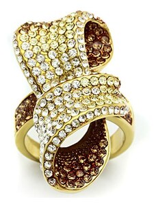 US Pozlacený dámský prsten z mosazi s Crystaly - Carmen