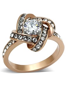 US Ocelový, pozlacený dámský prsten s Cubic Zirconia Ocel 316 - Lea