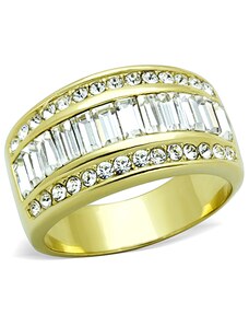US Ocelový, pozlacený dámský prsten s krystaly Swarovski Ocel 316 - Mia