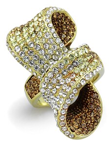 US Ocelový, pozlacený dámský prsten s krystaly Swarovski Ocel 316 - Lina