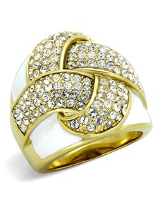 US Ocelový, pozlacený dámský prsten s krystaly Swarovski Ocel 316 - Makeena
