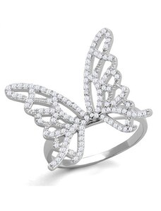 US Stříbrný, rhodiovaný dámský prsten s Cubic Zirconia Stříbro 925 - Motýl Zoe