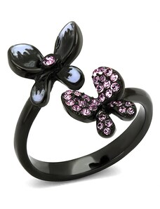 US Ocelový, pokovený dámský prsten s Swarovski krystaly Ocel 316 - Animal Motýli