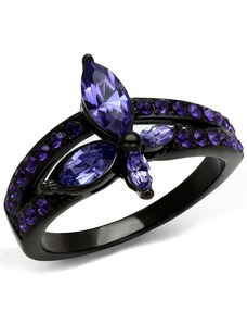US Ocelový, pokovený dámský prsten s Swarovski krystaly Ocel 316 - Animal Motýl