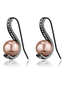 Ocelové, pokovené dámské náušnice s perlou a Crystaly Ocel 316 - Nicole
