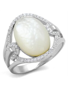 US Stříbrný, rhodiovaný dámský prsten s Perletí a Cubic Zirconia Stříbro 925 Suzan